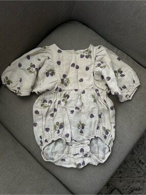 H&M Cream Romper with Purple Berry Print